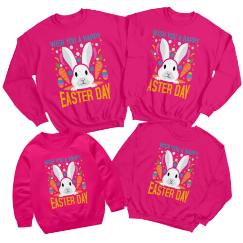 Family Bunny Happy Easter Sweatshirt Jumper Festival Holiday Party Matching #ED - Picture 15 of 27