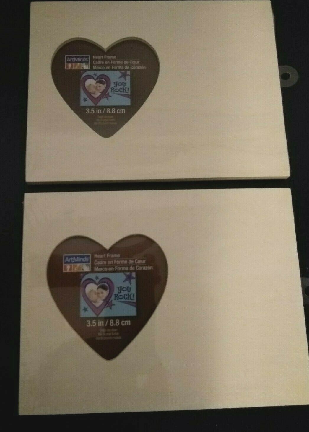 Picture frames unfinished wood heart lot of 2 craft supplies new-image