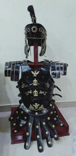Medieval Roman Centurion Armor Helmet With Armor Muscle Jacket Black Costume KA - Picture 3 of 3