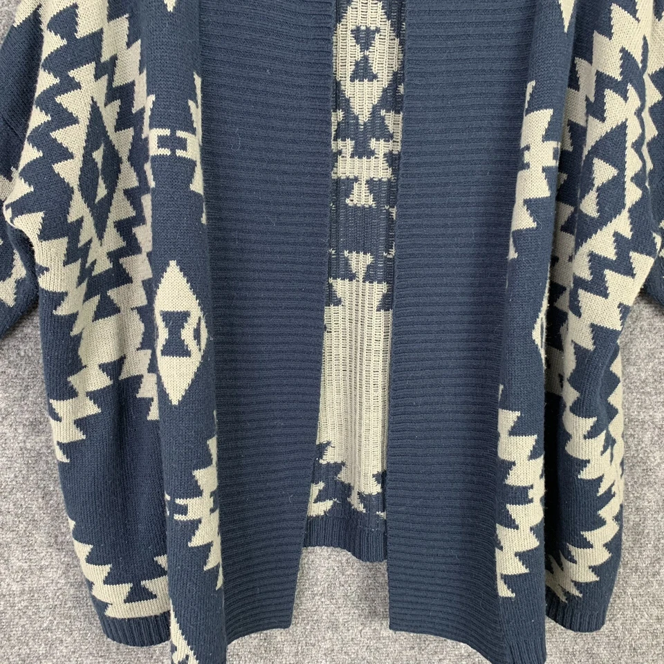 Cárdigan BCBG Maxazria cuello chal mujer S azul gris patrón SW manga 3/4 Foto 3 de 4