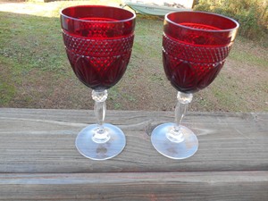 2 Luminarc Arcoroc France Ruby Red Wine Water Glasses Ebay