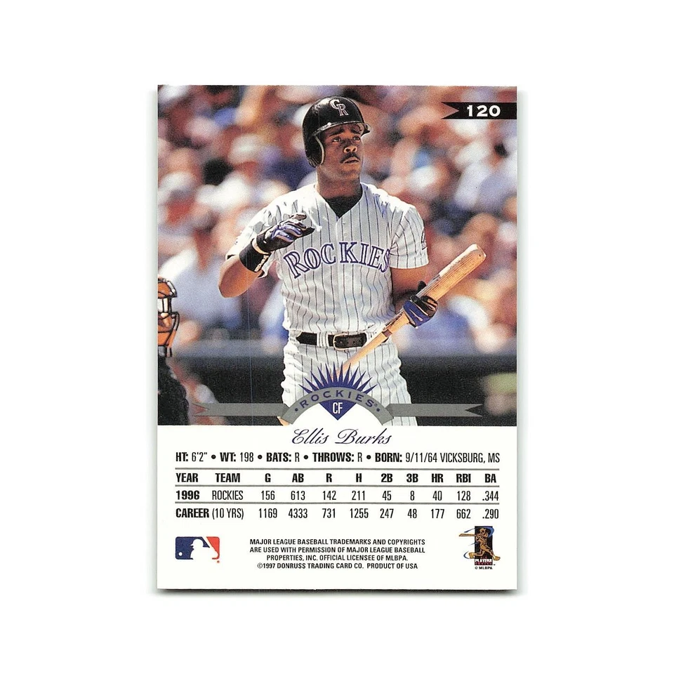 Ellis Burks 1997 Leaf #120 Colorado Rockies Baseball Card NM - Image 2 of 3