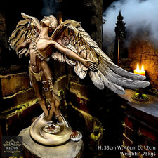 Steampunk Golden Resin Angel with wings Gothic Ornament H33cm Fantasy Home Décor