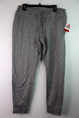 Women's Reebok Elite Drawstring Legging with Cuff Heather Grey XL