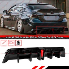 For 2018-2024 Toyota Camry SE XSE Yofer V2 Gloss Black LED Rear Bumper Diffuser 