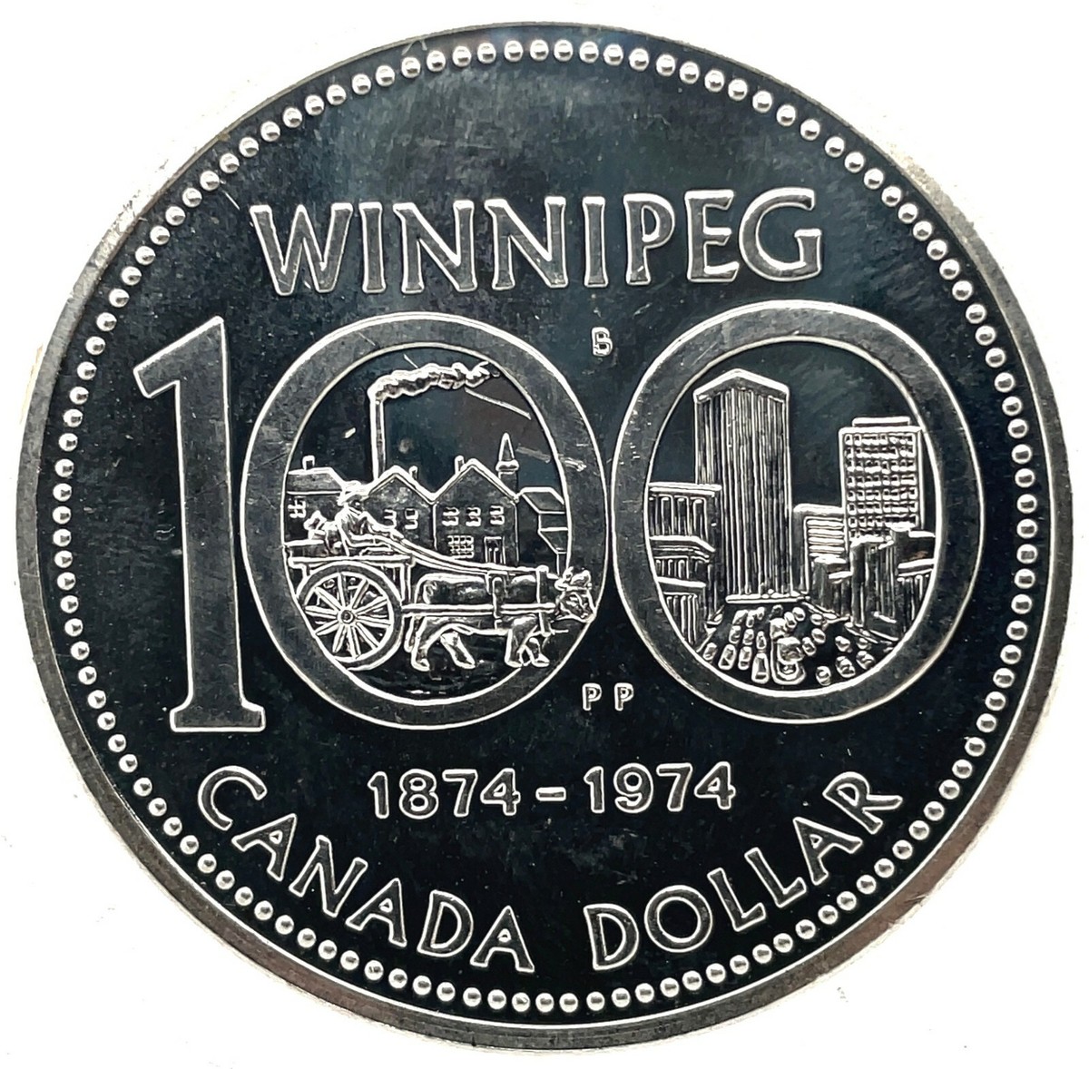 1974 CANADA SPECIMEN STRIKE Winnipeg CENTENNIAL SILVER DOLLAR COIN