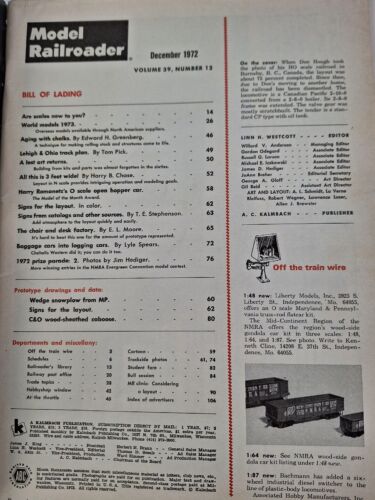 Model Railroader Magazine December 1972 - Picture 2 of 2