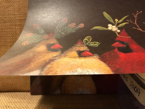 FRAMABLE PAPER PLACE MAT CARDINAL BIRDS WITH FLOWERS ARTIST VICKY SAWYER - Picture 5 of 9