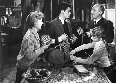 Paulette Dubost Alain Delon Andre Bourvil in Le Chemin des Eco- 1950s Old Photo