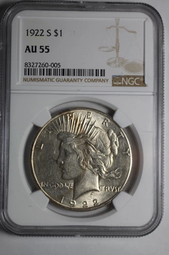 1922 S Peace Silver Dollar NGC AU55 #005