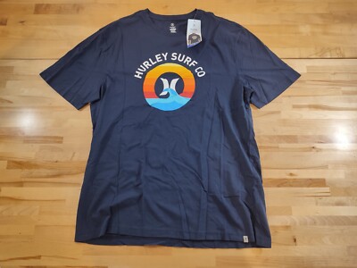 Hurley Men's Short Sleeve 100% Cotton Graphic Tee Classic Fit Blue Large