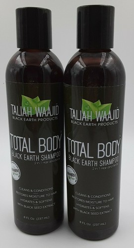 Taliah Waajid Total Body Black Earth Shampoo 8 oz Lot of 2