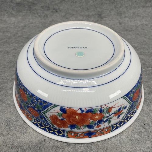 VTG Tiffany & Co Porcelain Bowl Asian Imari Floral Blue White Multi-Color 7.5" - Picture 5 of 7