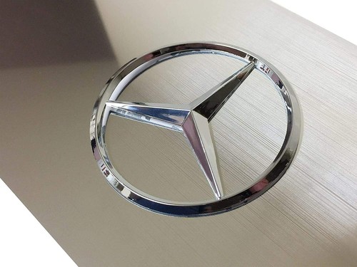 3D Raised for Mercedes-Benz emblem stainless steel license plate TAG w/bolt caps - Picture 2 of 2