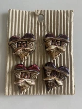 Set Of 4 New Hand Crafted Button Covers Santa Claus Holiday Shirt Blouse