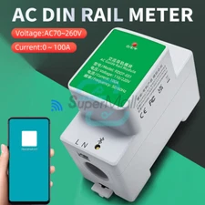 Single Phase Din Rail WIFI Electric Power Energy Meter Wattmeter AC70-260V 100A-