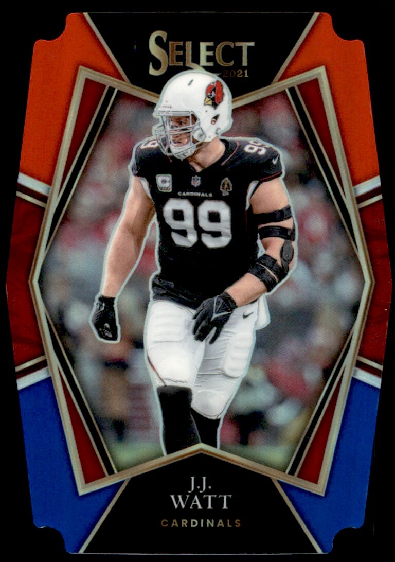2021 Panini Select Red and Blue Prizm Die-Cut J.J. Watt Arizona