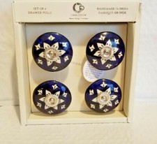 NEW SET of 4 DRAWER PULLS CASA DECOR 2" CERAMIC HANDCRAFTED Made in INDIA KNOBS
