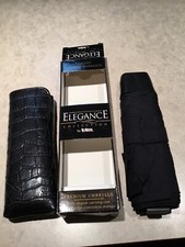 Totes Vintage Elegance Flat Styled Umbrella - Black w Faux Black Alligator Case