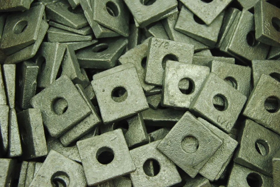 LEXAR INDUSTRIAL (50) Galvanized Malleable 3/8 Square Bevel Washers I-Beam Flange Wedge