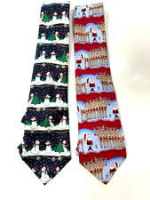 2 Holiday Men's Christmas Ties Bundle