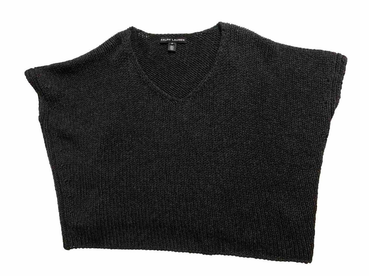 Black Label Ralph Lauren Knit Top Size XS V Neck top 100% Marino