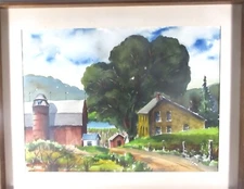 ORIG WIS CA 1970 WATERCOLOR BY WALTER HAISE "WISCONSIN SALT BOX" SCENIC BEAUTY