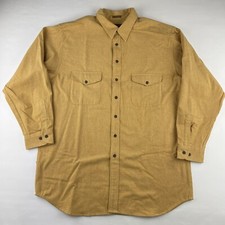 St. Johns Bay Chamois Solid Yellow Button-Up Long Sleeve Casual Men's XLXLT