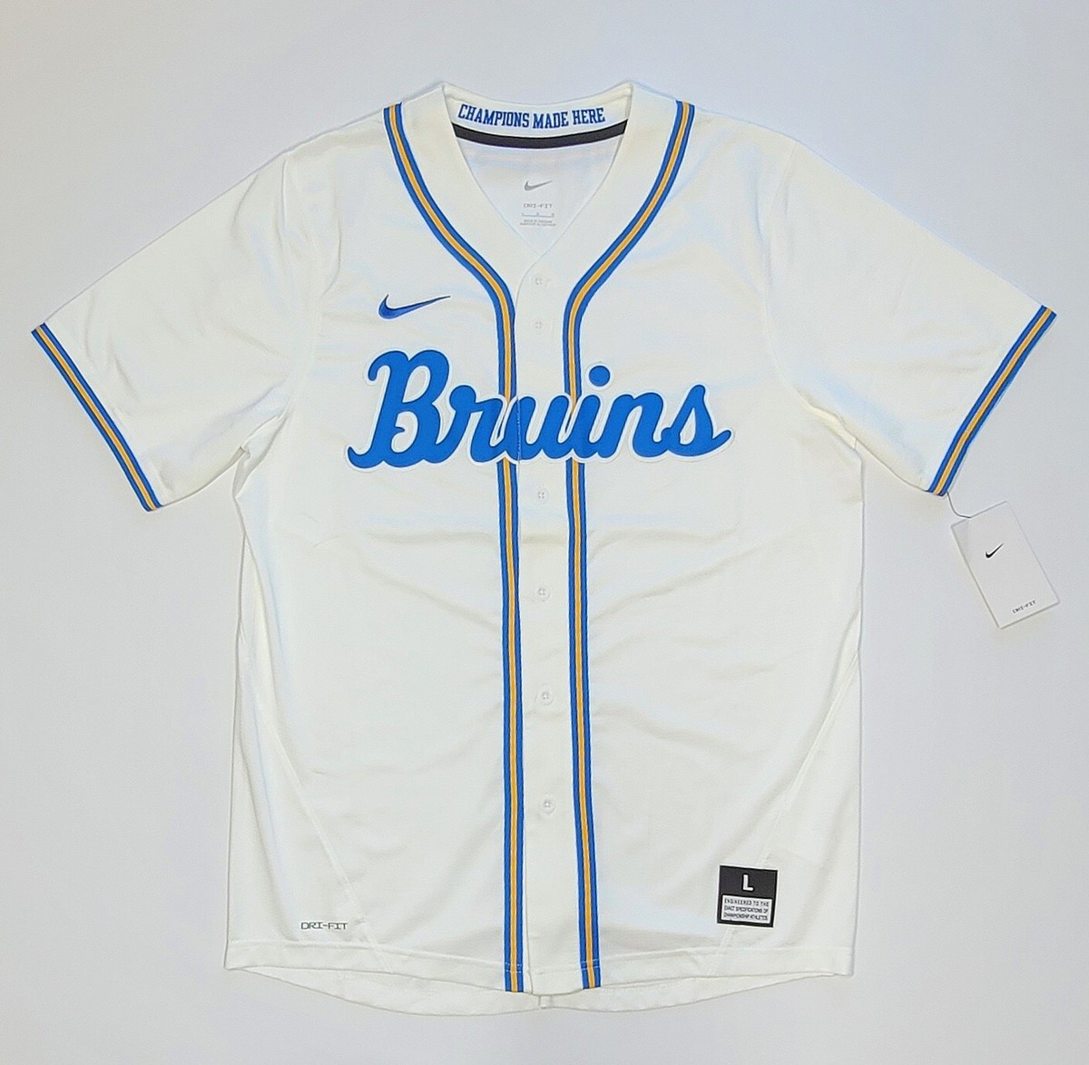 【NIKE】UCLA Bruins Sideline Jersey Men's Nike White/Blue UCLA Bruins Pinstripe Replica Full