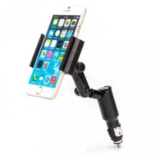 CAR CHARGER MOUNT DC LIGHTER SOCKET SWIVEL HOLDER USB PORT DOCK For CELL PHONES