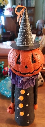 3 Stück Jack o Laterne in Hüten Kürbisse Halloween Tischdeko cool - Bild 3 von 22