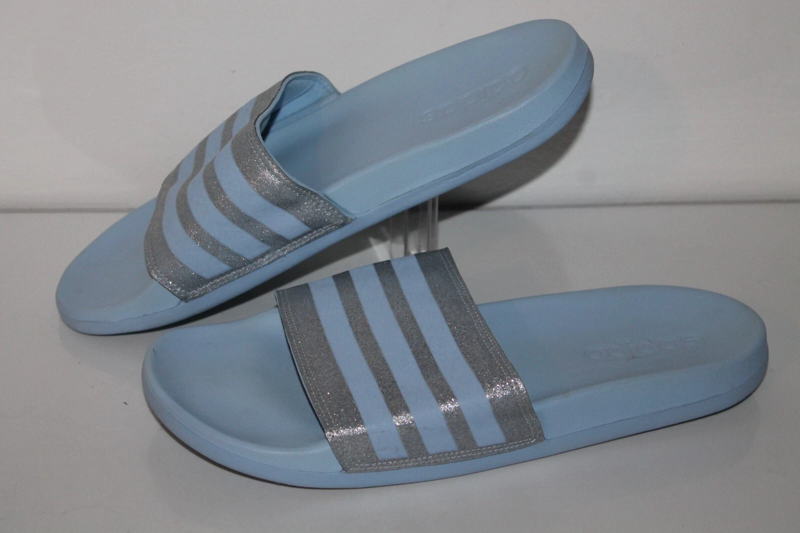 Sandali Adidas adilette Slide #EE6817 blu chiaro argento uomo USA taglia 10