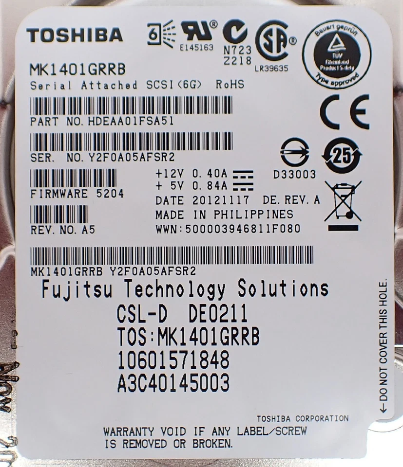 Fujitsu Toshiba MK1401GRRB 146GB 15K SAS 6G 2.5" Hard Drive S26361-F4482-L514 - Image 4 of 4