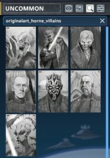 Star Wars Card Trader Original Art Horne Villains Sketch Set 7 Cards Digital
