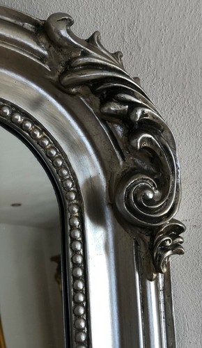Large Antique Silver Statement French Over Mantle Arch Wall Leaner Mirror 5ft - Picture 5 of 6