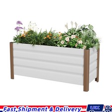 White Aluminum Planter Box 100x40x45 cm Raised Garden Bed with Drainage Holes
