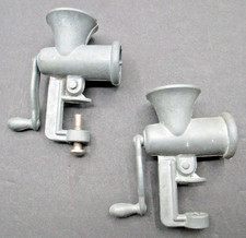 PAIR Vintage Miniature Metal Meat Grinder Salesman Sample Toy NEW MET   C65