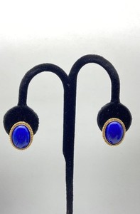 13K Yellow Gold Blue Dress Pendant Stud Earrings 5.74g