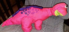 Vintage 1992 Fisher Price Dino Roars Brontosaurus Plush Pink Puffalump Dinosaur