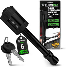 Rhino USA 2 Inch Trailer Hitch Lock Pin 5/8 Receiver Class III IV Black Steel