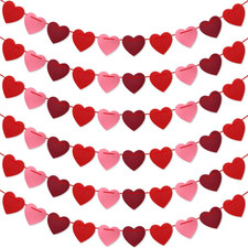 Valentines Day Decorations, 6 Strips Valentines Day Garland - Felt Heart Garland