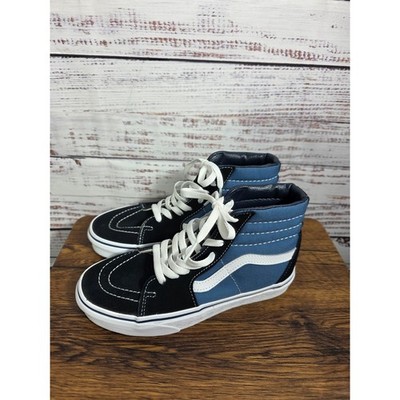Vans Sk8-Hi Top Sneakers Women's 6.5 Blk Blue White Suede Canvas