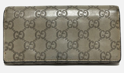 Gucci Guccissima GG Monogram Leather Long Wallet Bi-fold Made in Italy Gray