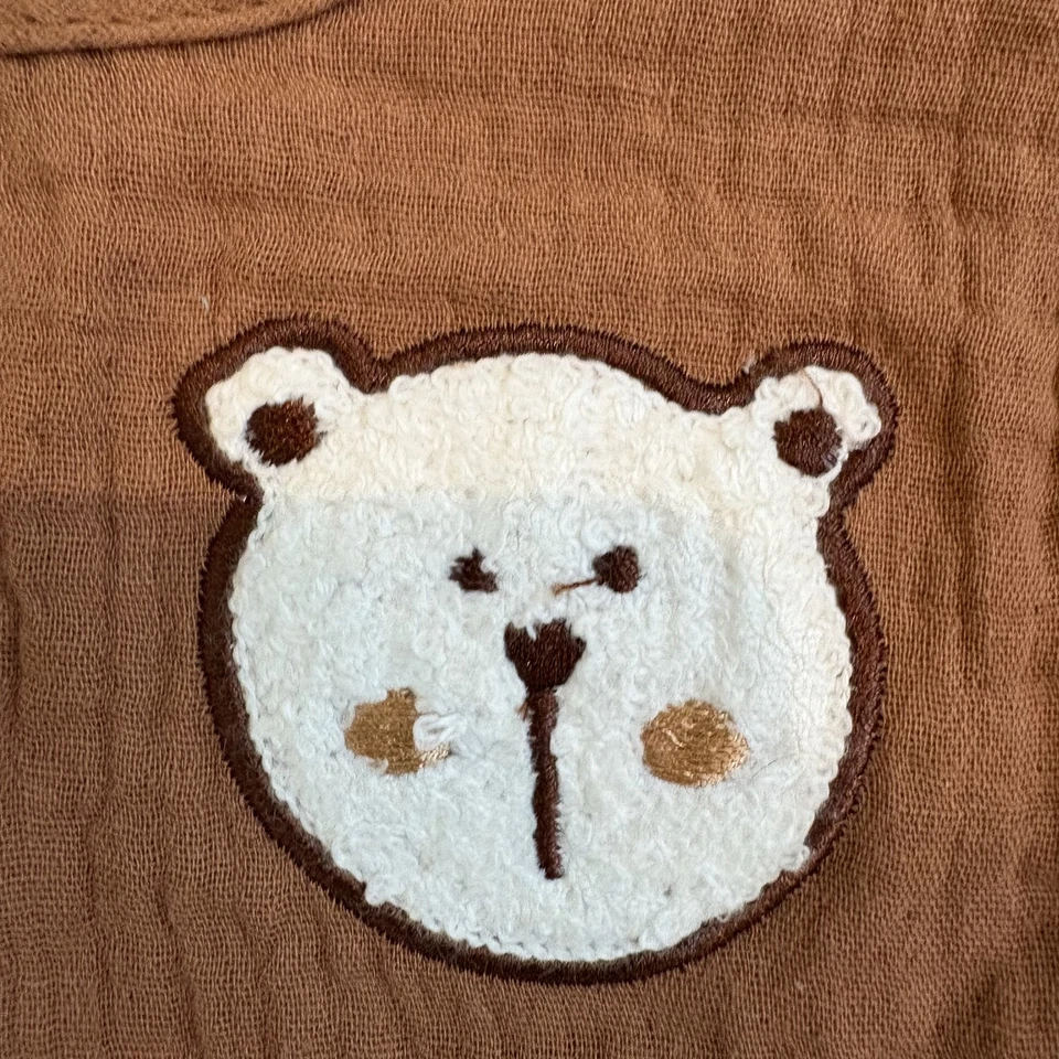 Bearpaw Kids 3 Piece Outfit Set 4T Muslin Tank Shorts Hat Bear Patch Toddler - Image 3 of 4