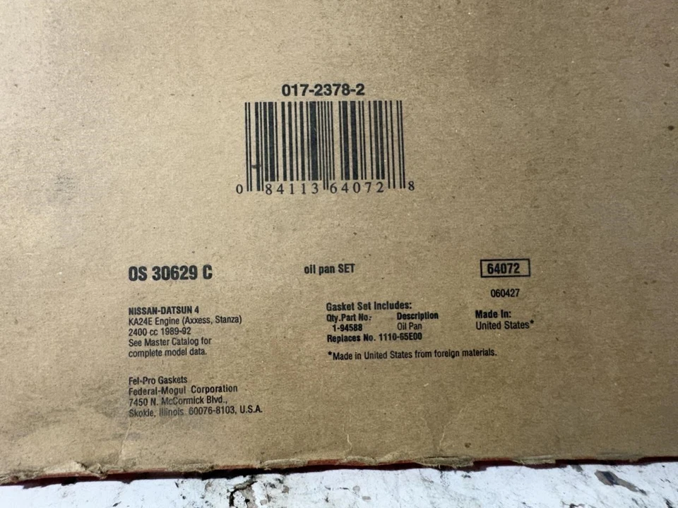 Junta de cárter de aceite de 4 cilindros Nissan Frontier 98-04 Fel-Pro OS30629C Foto 3 de 3