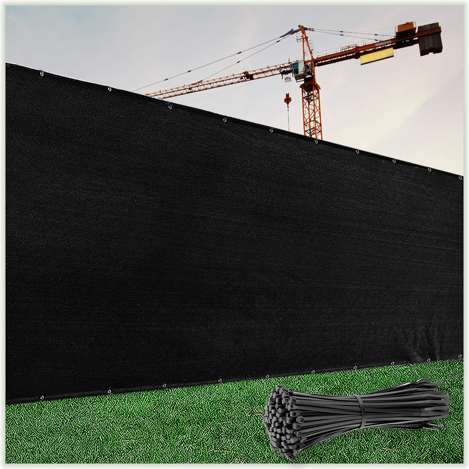 ColourTree 4' x 12' Black Fence Screen Privacy Screen - Commercial Grade 170 GSM