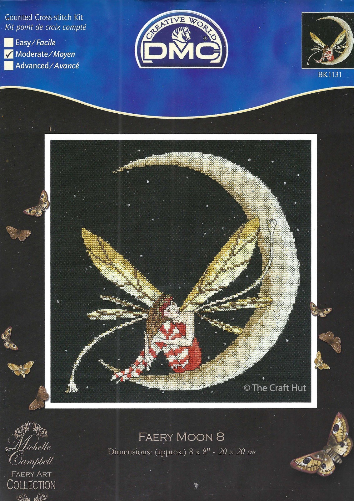 DMC Counted Cross Stitch Kit Faery Moon #8 Gold Fairy Fantasy BK1131 New