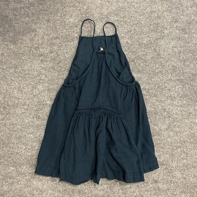 Free People Mini Halter Dress Womens XS Blue Cotton Linen Lined Boho  OB405806 | eBay