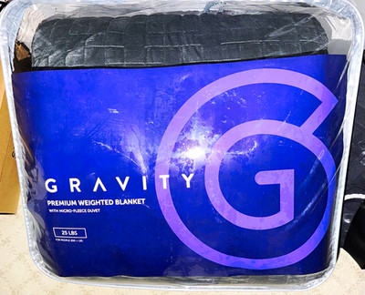 New Gravity Original Weighted Blanket 25 lb Gray Micro-Fleece Cover 72x48 in