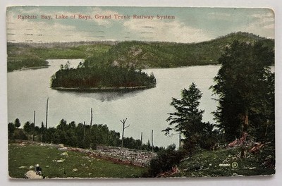Rabbits Bay Lake of Bays Grand Trunk Railway Canada Postcard 1910 Used A3